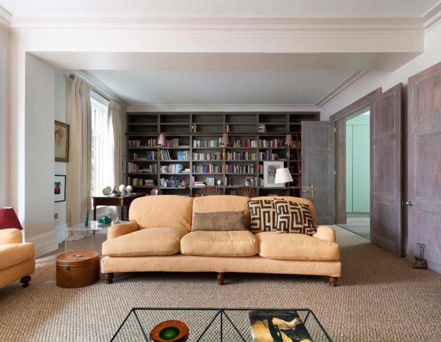 For Sale: Hereford Mansions Notting Hill W11 spacious reception room with bookcase