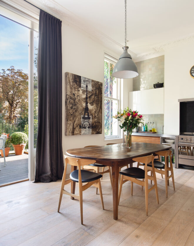 For Sale: Ladbroke Grove Notting Hill W11 heritage room with contemporary kitchen and full-height windows
