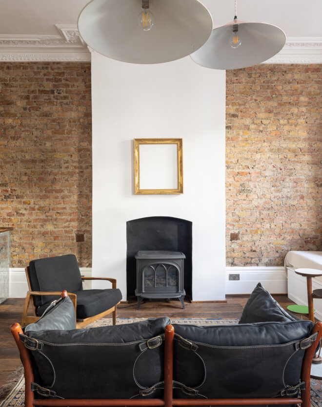 For Sale: Westbourne Grove Notting Hill W11 exposed brick wall and metal kitchen