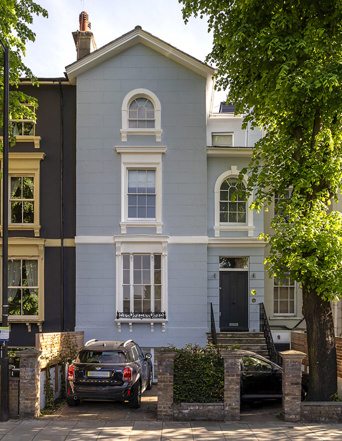 Pastel blue townhouse for sale in Notting Hill