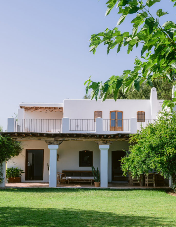 Exterior view of a luxurious rental villa in Ibiza