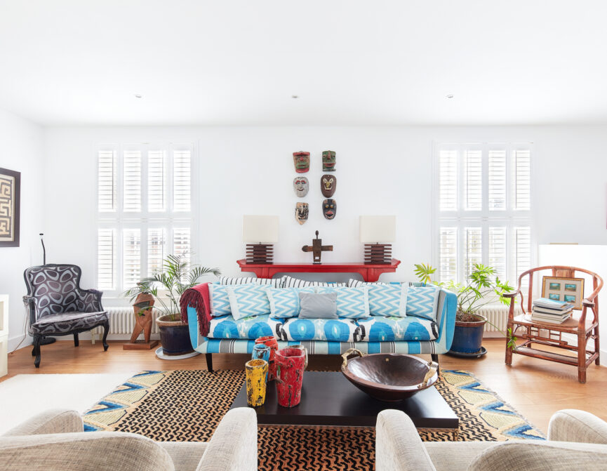 Bright luxury living room of an apartment for sale in Ealing