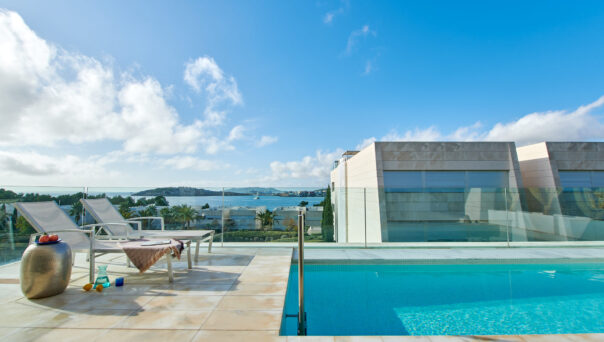 View over Talamanca of Es Poeut, a luxury villa for sale in Ibiza