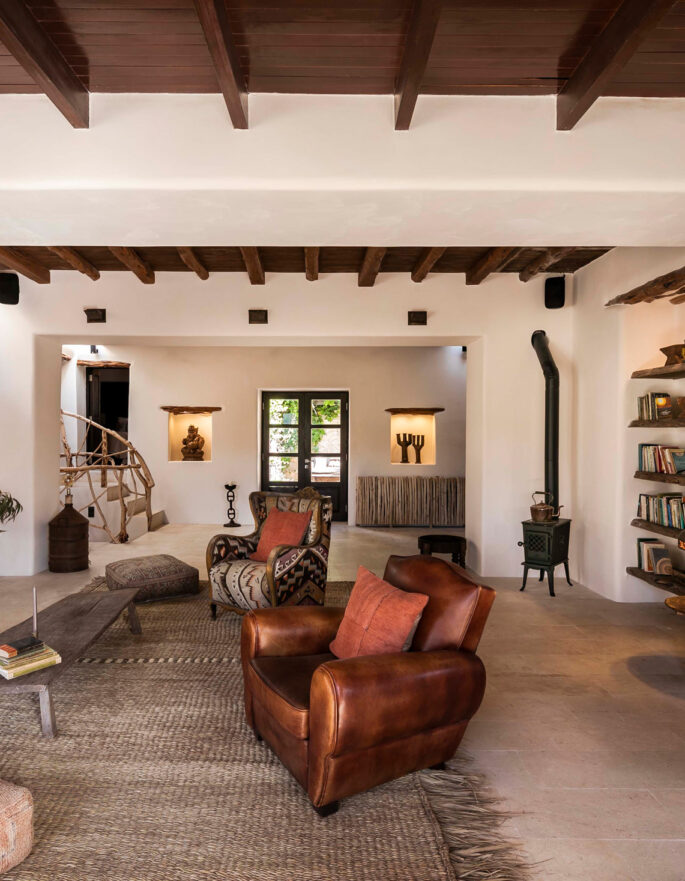 An Ibicencan living room in a rental villa