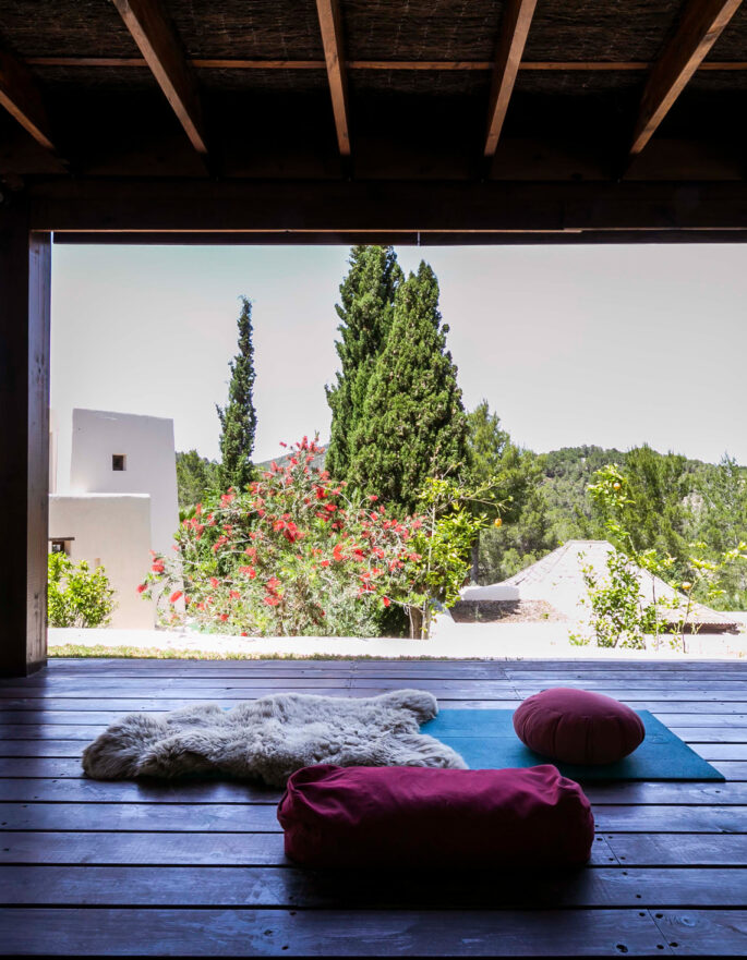 A yoga studio in a luxury Ibizan villa
