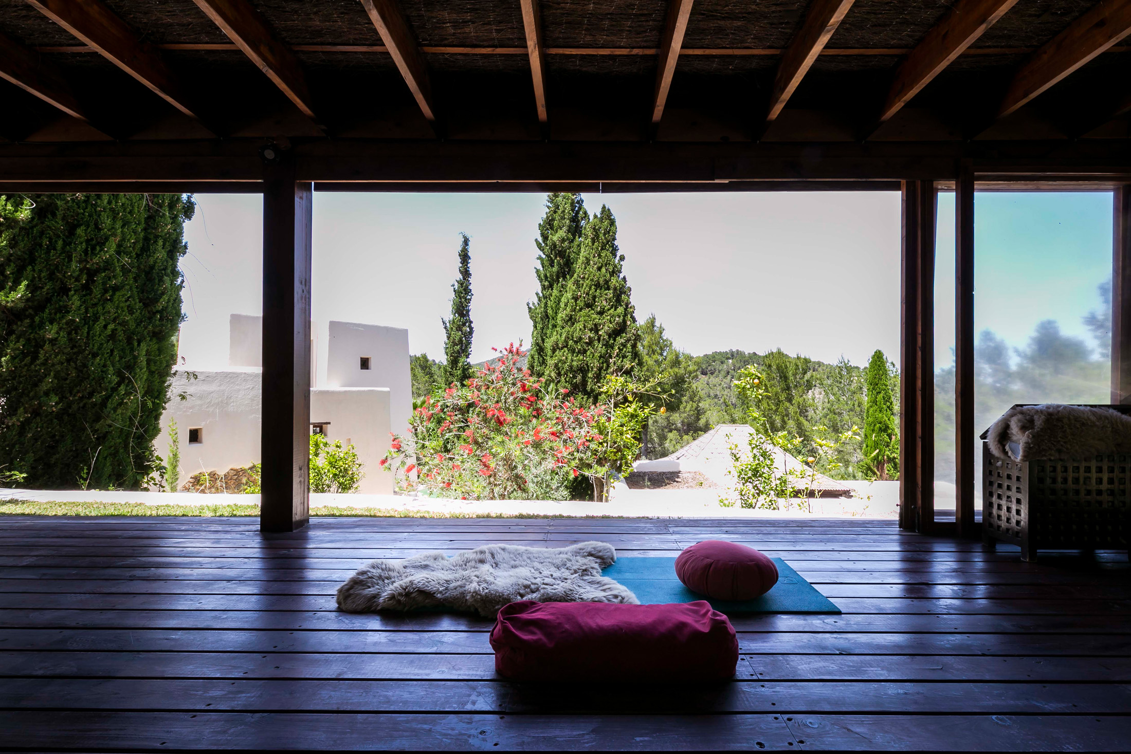 A yoga studio in a luxury Ibizan villa