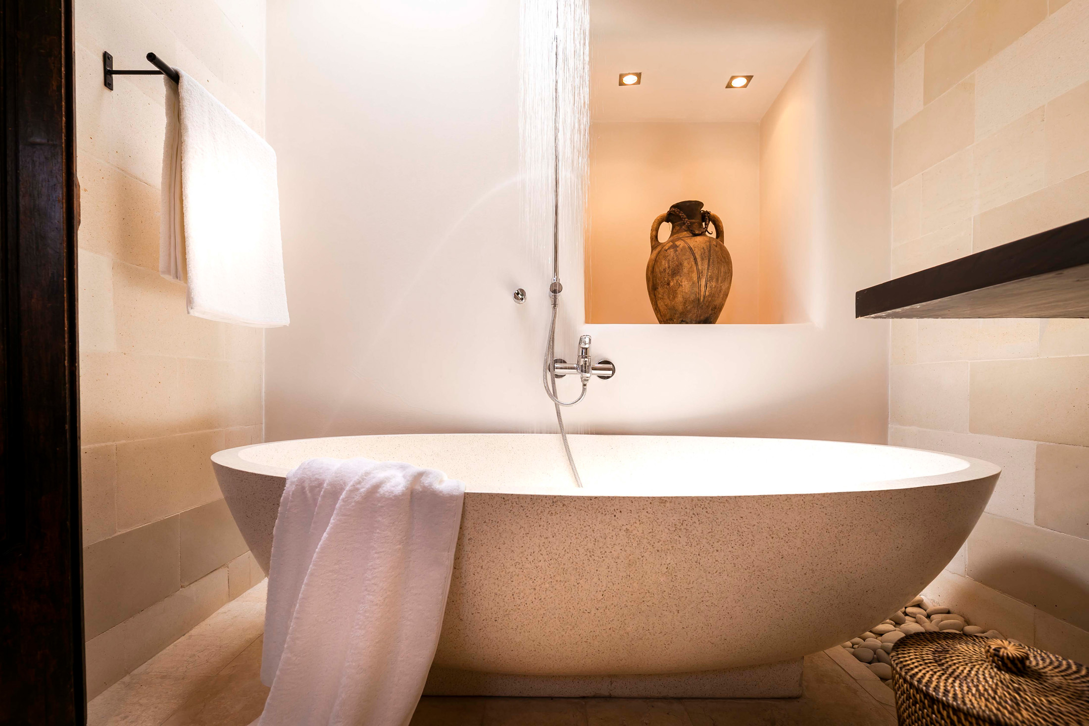 A freestanding bath in a rental villa in Ibiza