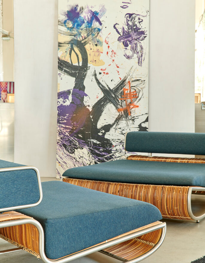 Blue recliners Ibermaison - luxury interior design and furniture in Ibiza