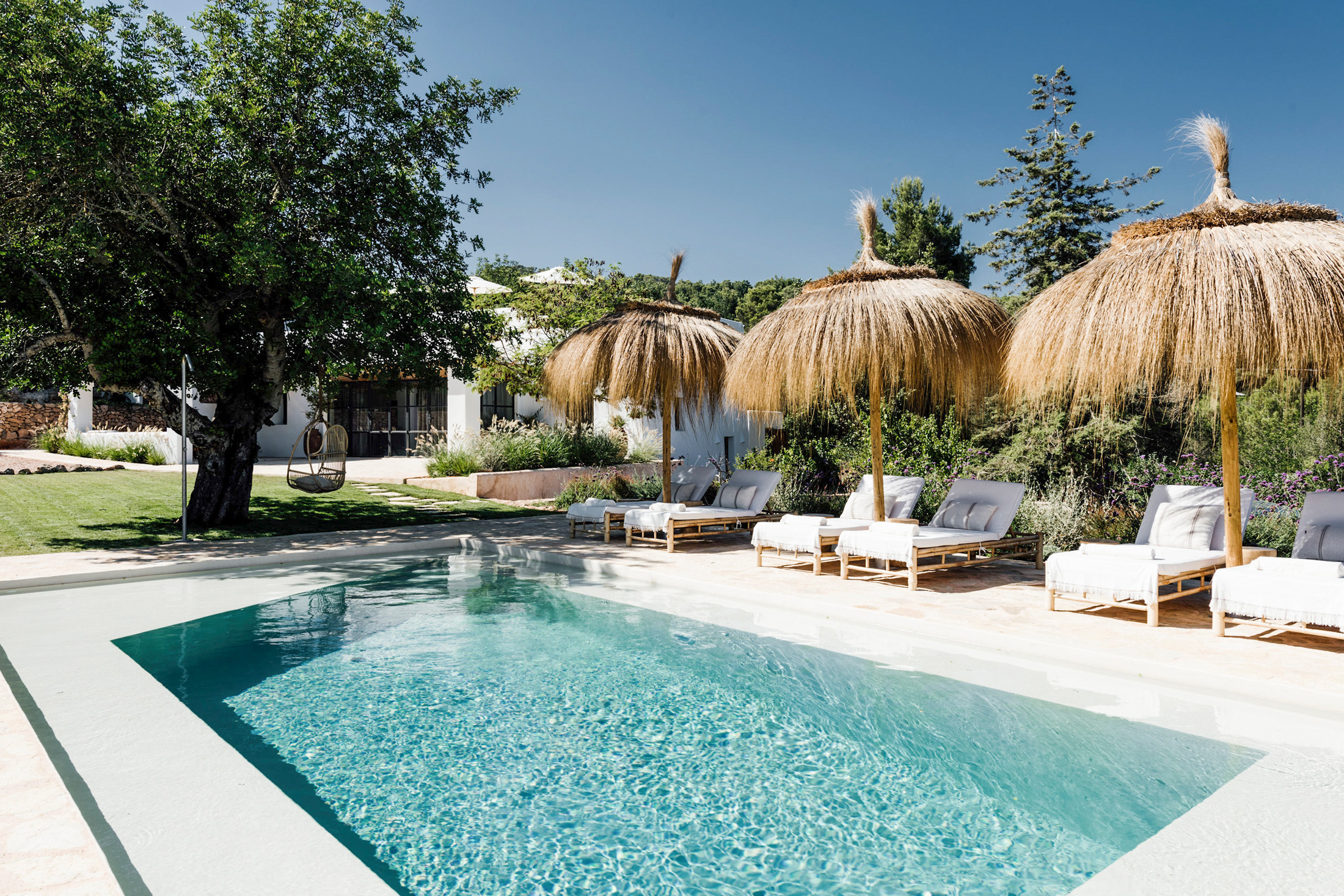 Swimming pool of a villa for sale in central Ibiza