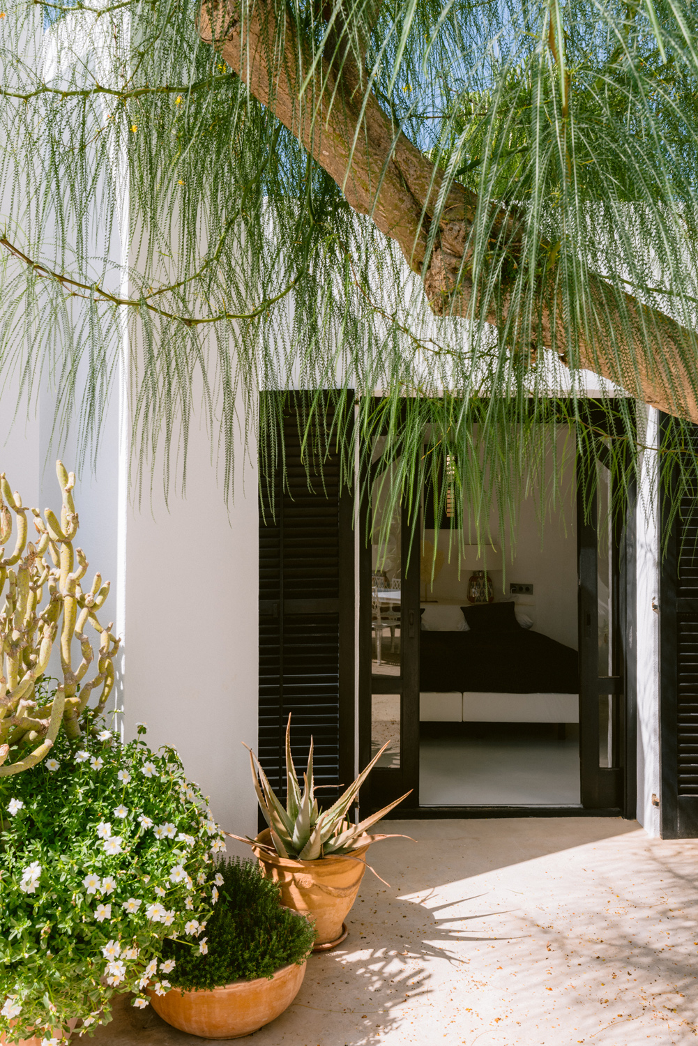 Shady outdoor spot of a luxury villa in Calo d'en Real, Ibiza
