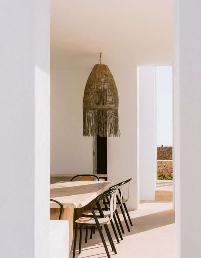Dining area of a luxury villa for sale in Ibiza