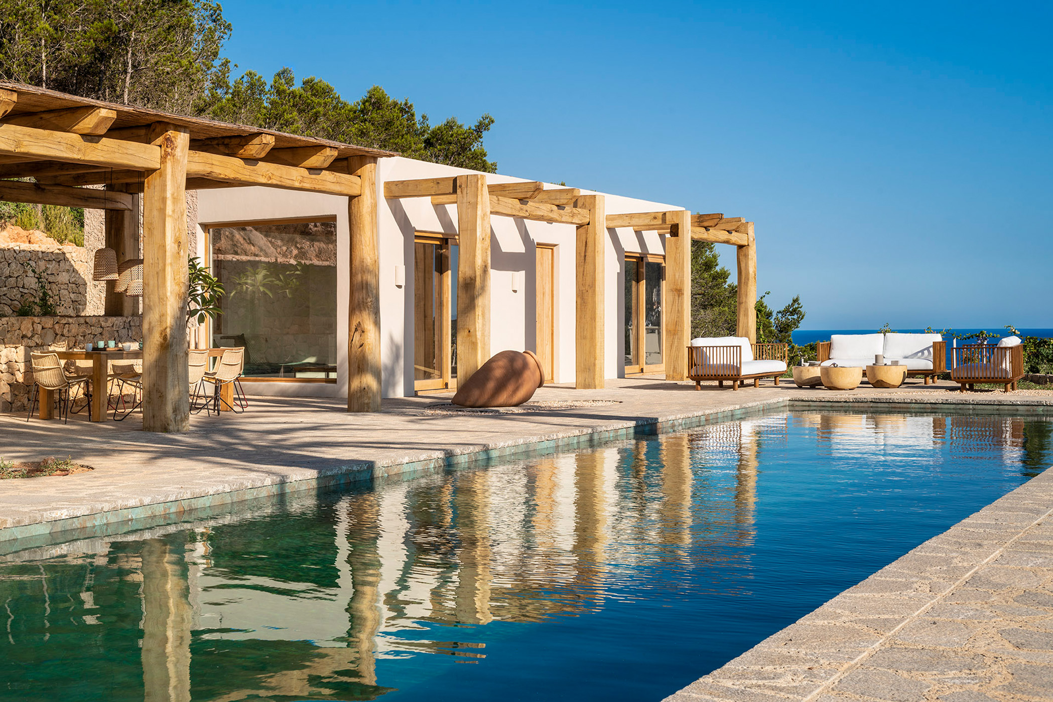 Pool and finca with sea views in Ibiza