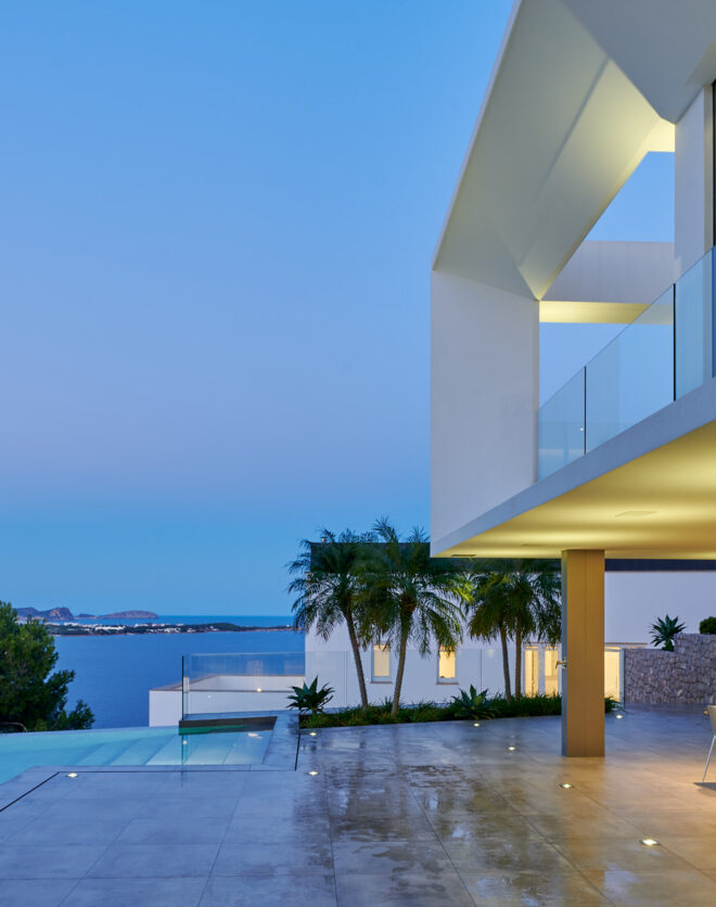 Striking exterior architecture of a contemporary villa in Ibiza