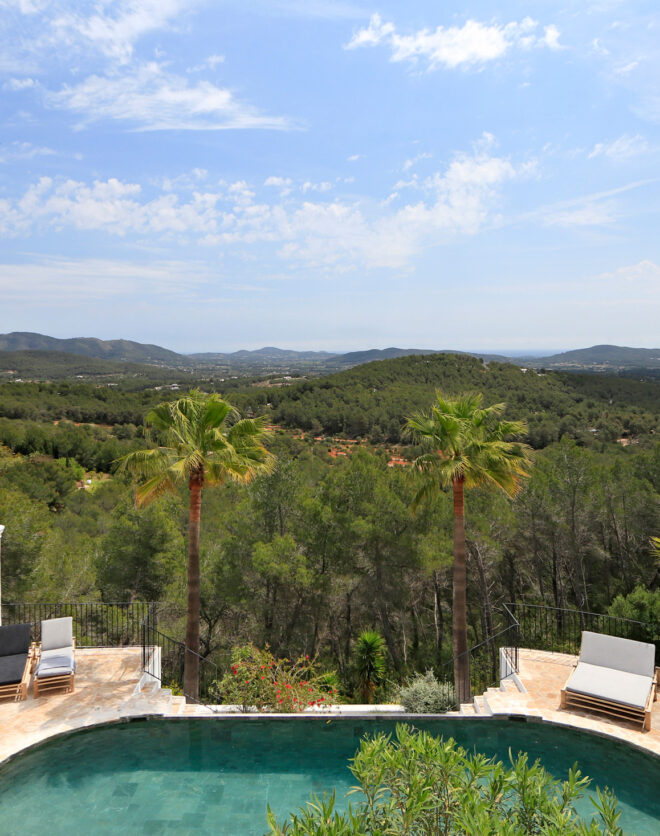 View of Santa Gertrudis from Can Aspen, a luxury Ibiza rental villa