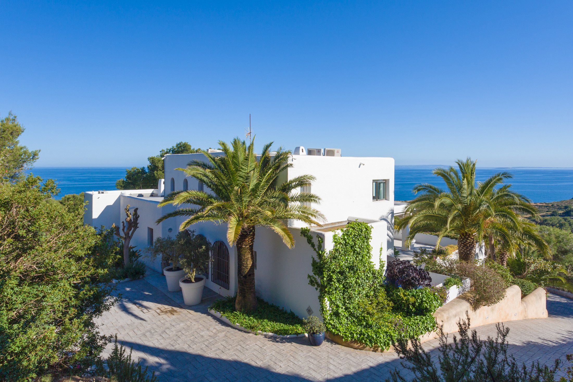 The exterior of Can Calima, a rental villa in Ibiza