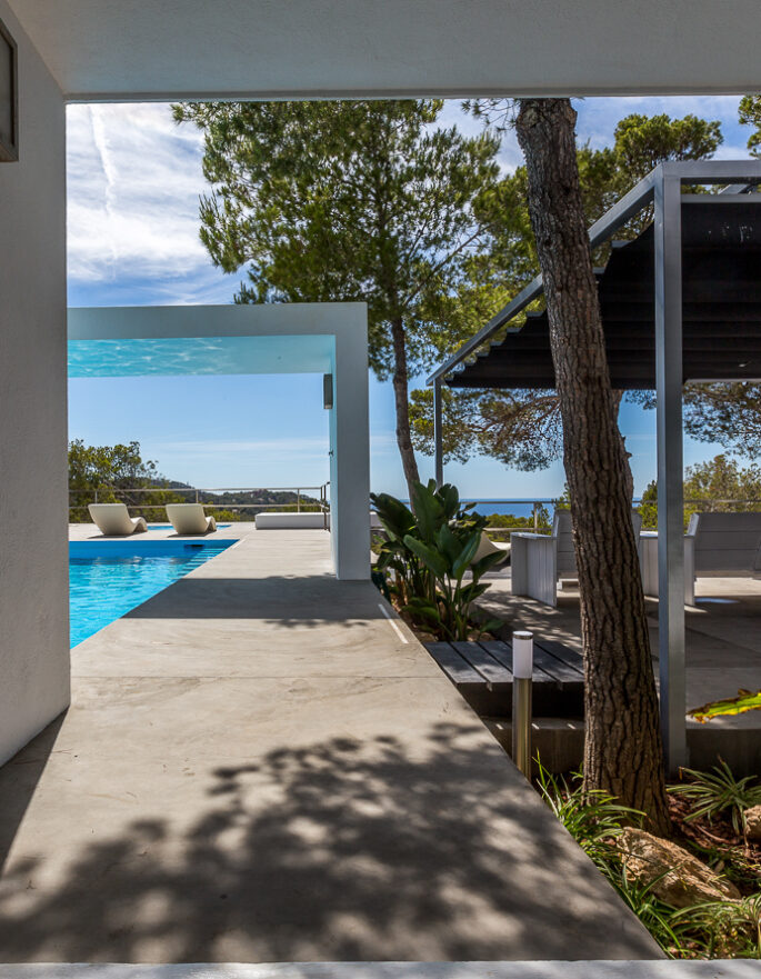 Shady exterior spot of a luxury Ibiza villa