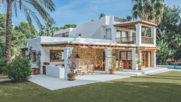 Exterior of a private holiday home in Ibiza
