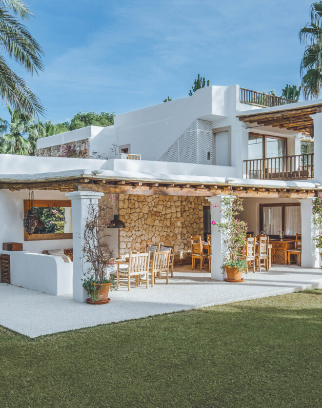 Exterior of a private holiday home in Ibiza