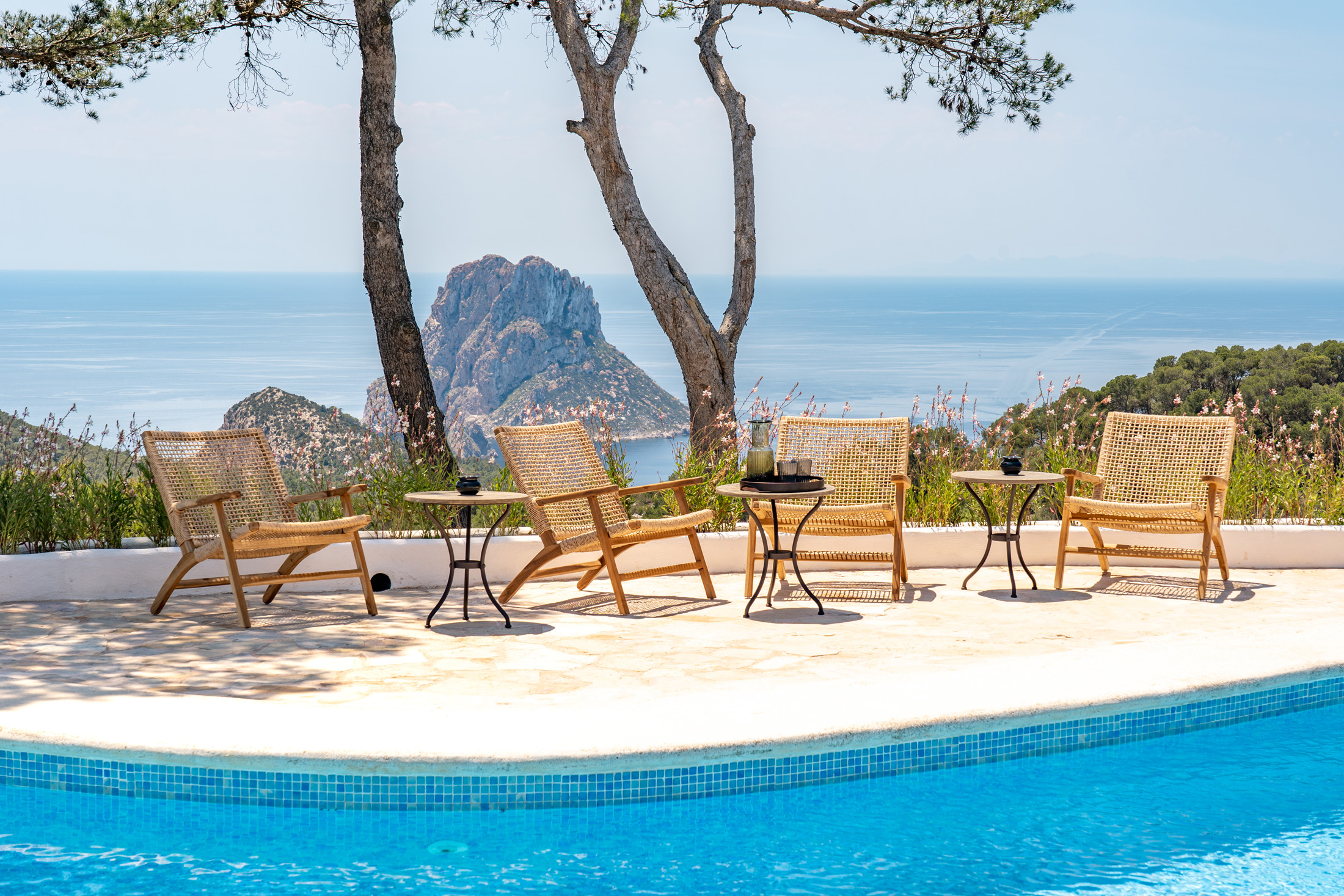 Vista de Es Vedra desde la villa de lujo de Ibiza