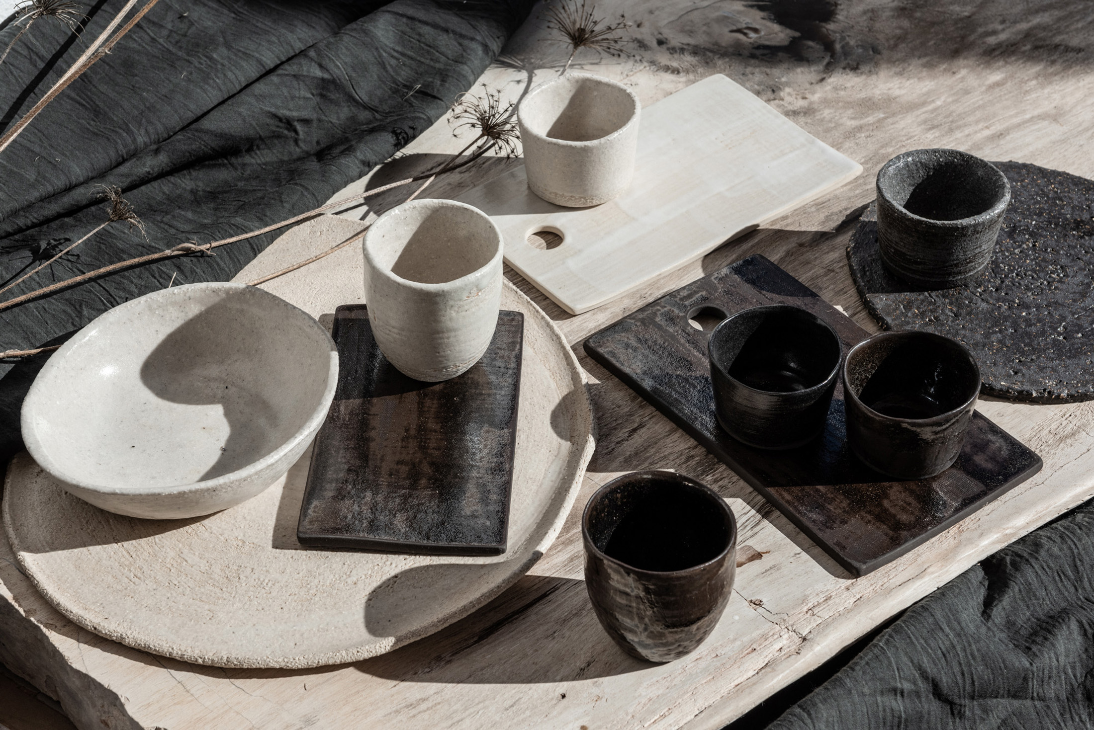 Artisinal ceramics in Notting Hill and Ibiza by Katrina Phillips - monochrome homeware and ceramic cups