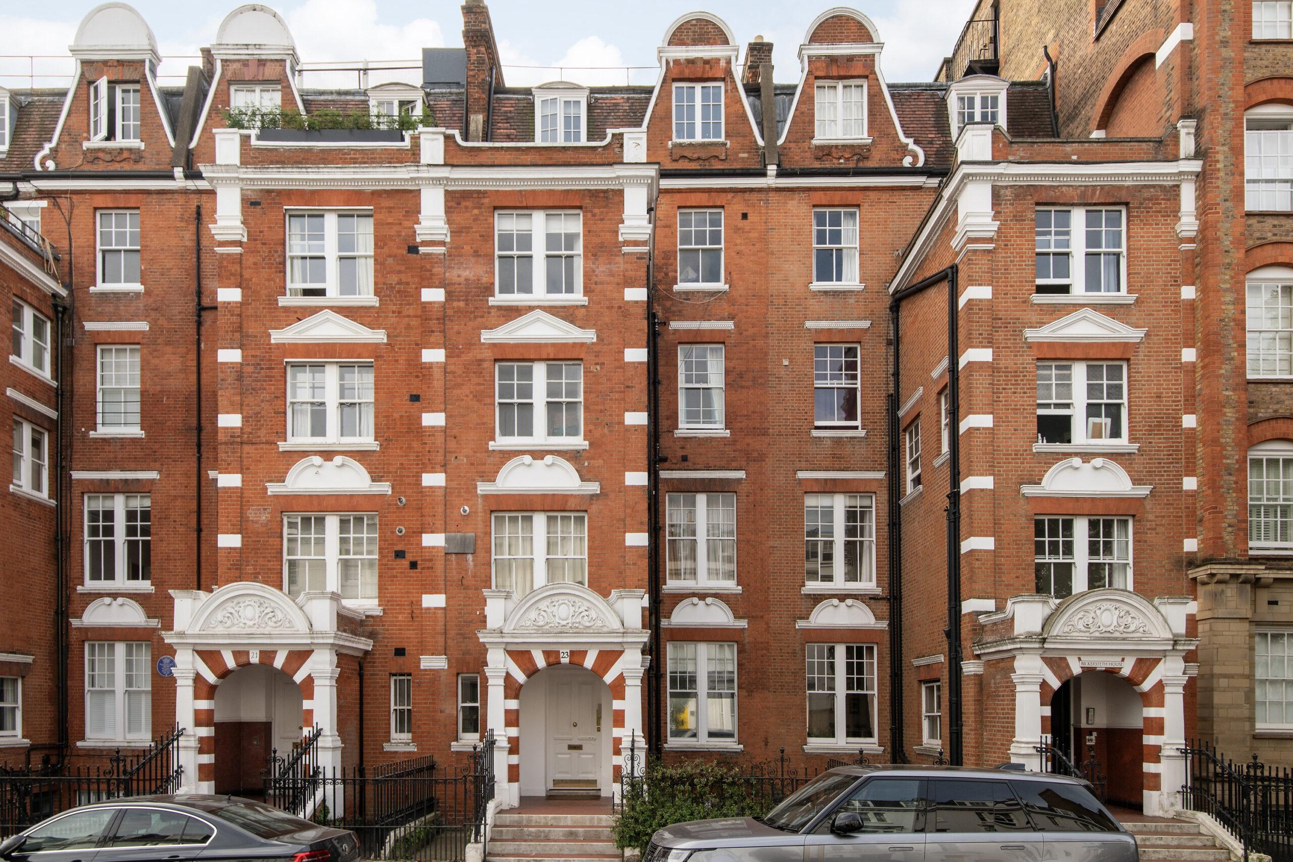 Traditional red-brick exterior of an apartment for rent in Kensington