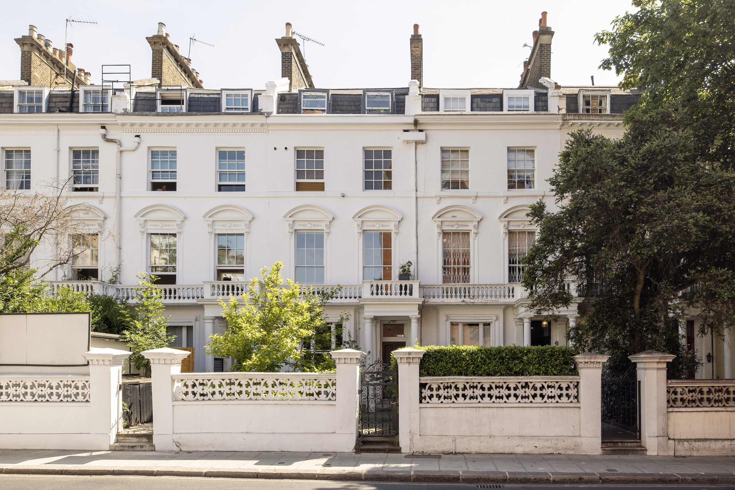 Elegant exterior of a luxury apartment for sale in Kensington