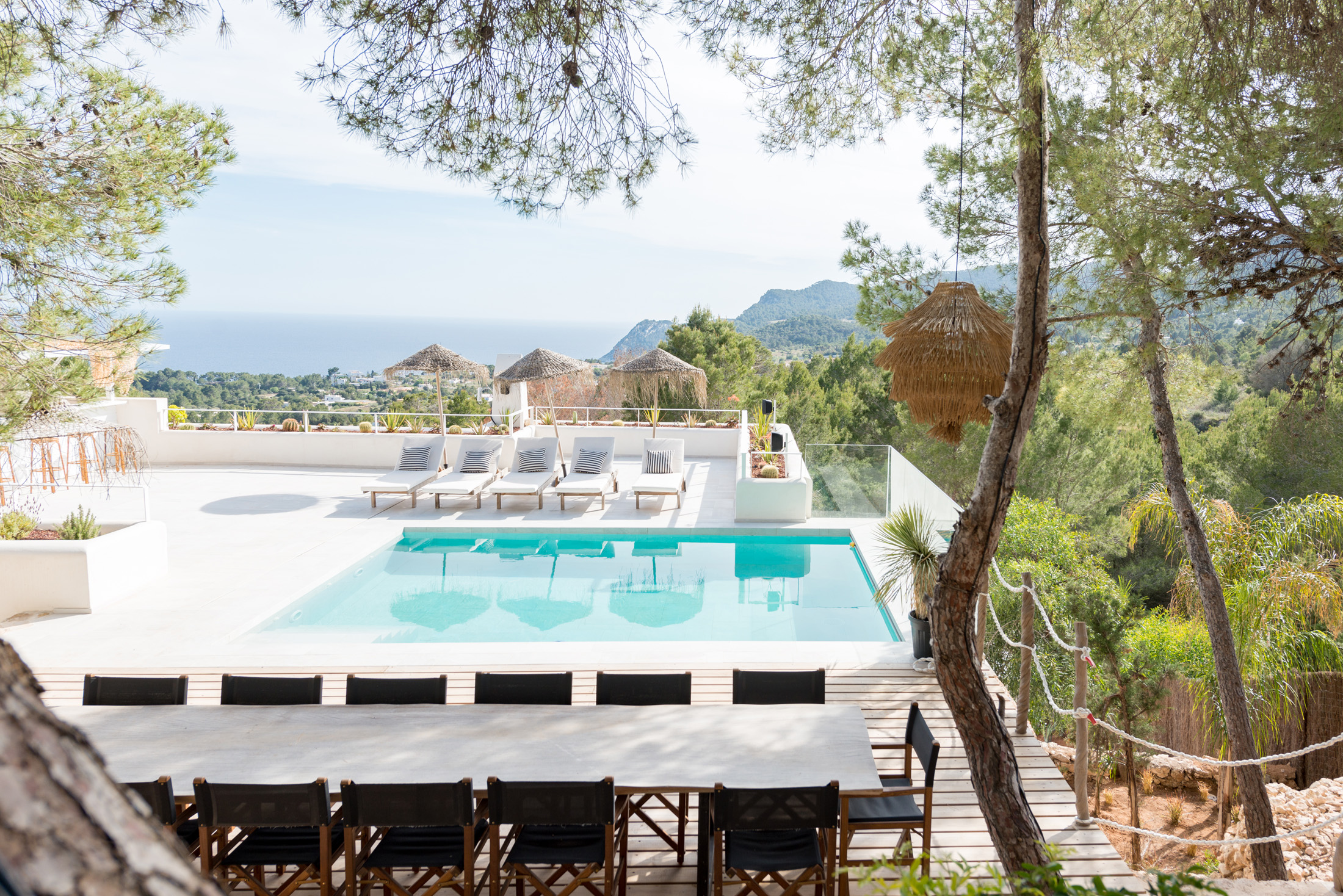 Swimming pool and view at La Verna Villa Domus Nova Ibiza