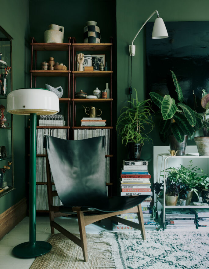 Laura Fulmine luxury interior stylist in London - dark green library room