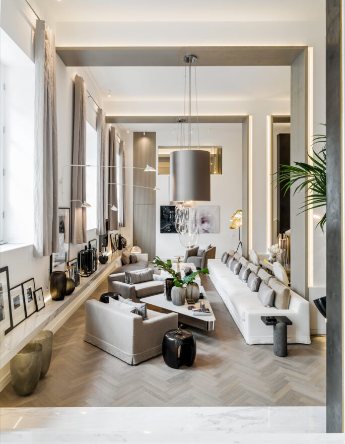 Living interior by Kelly Hoppen - luxury and minimalist interior design studio in London