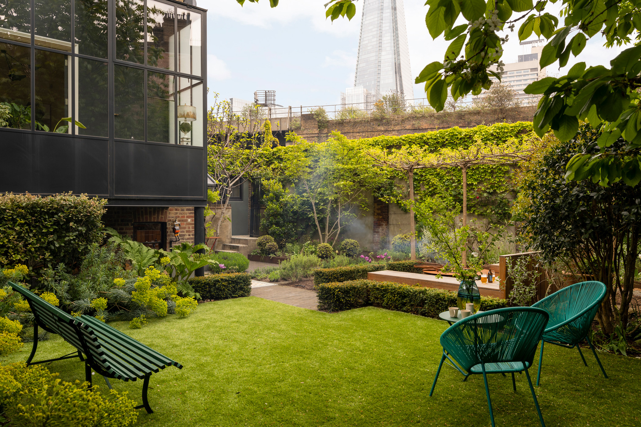 Spacious private garden of a five-bedroom townhouse for sale on London’s South Bank