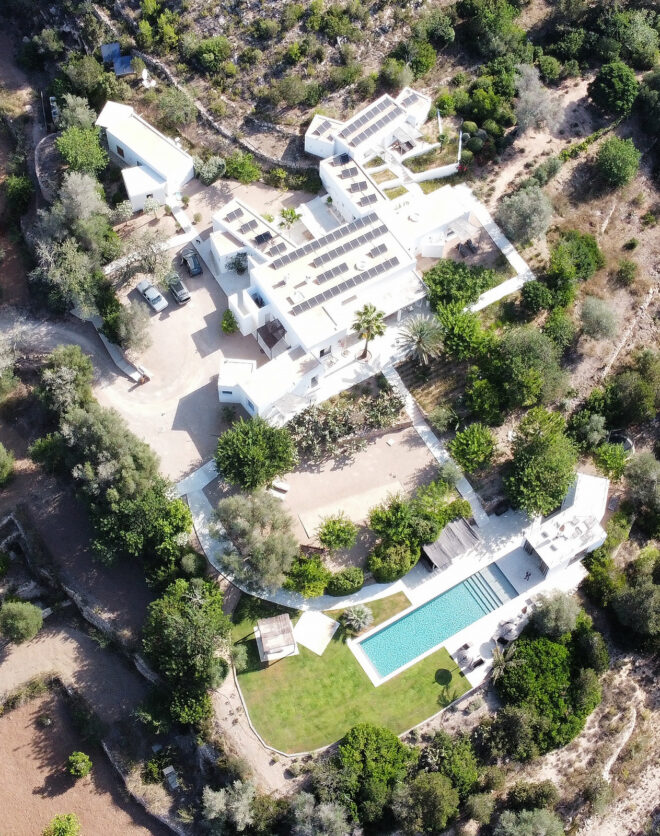 Aerial view of a sprawling villa for sale in Ibiza