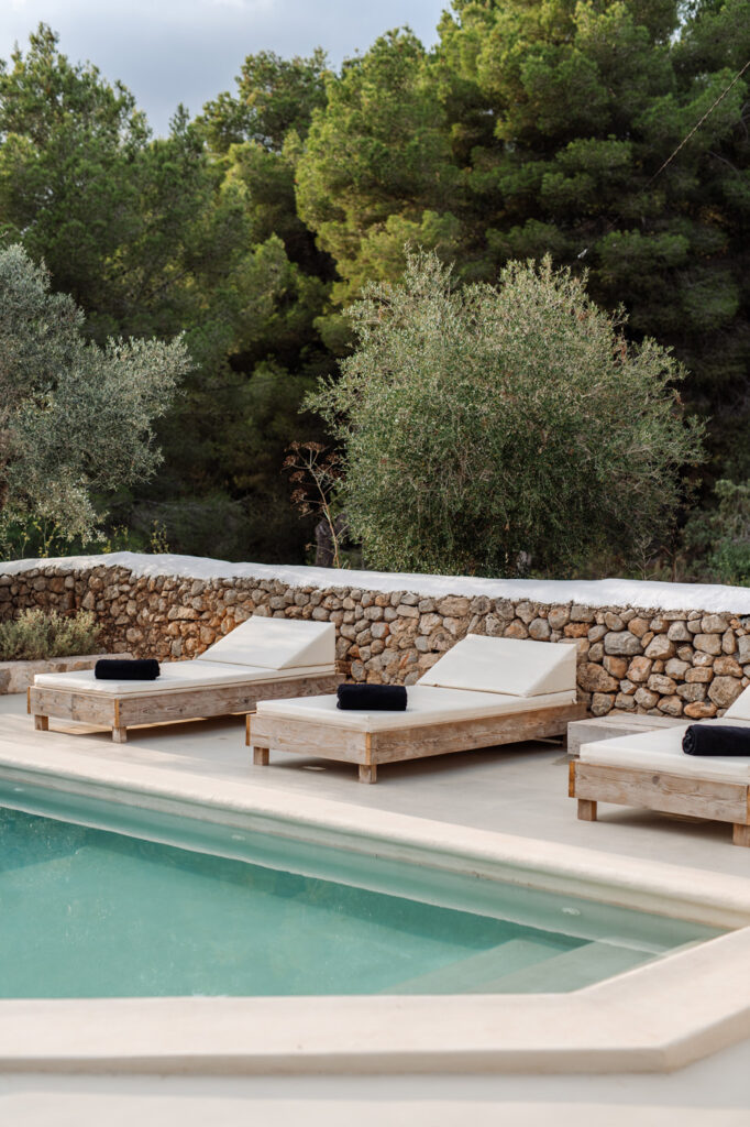 Pool and deck at a luxury rental villa in Ibiza