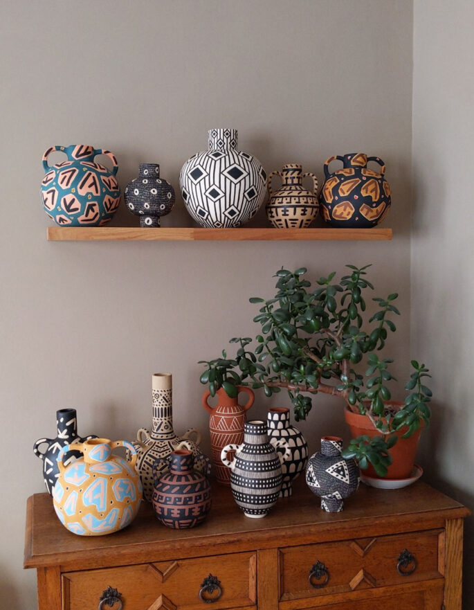 Cabinet with vases by Lydia Hardwick - artisinal ceramicist in London