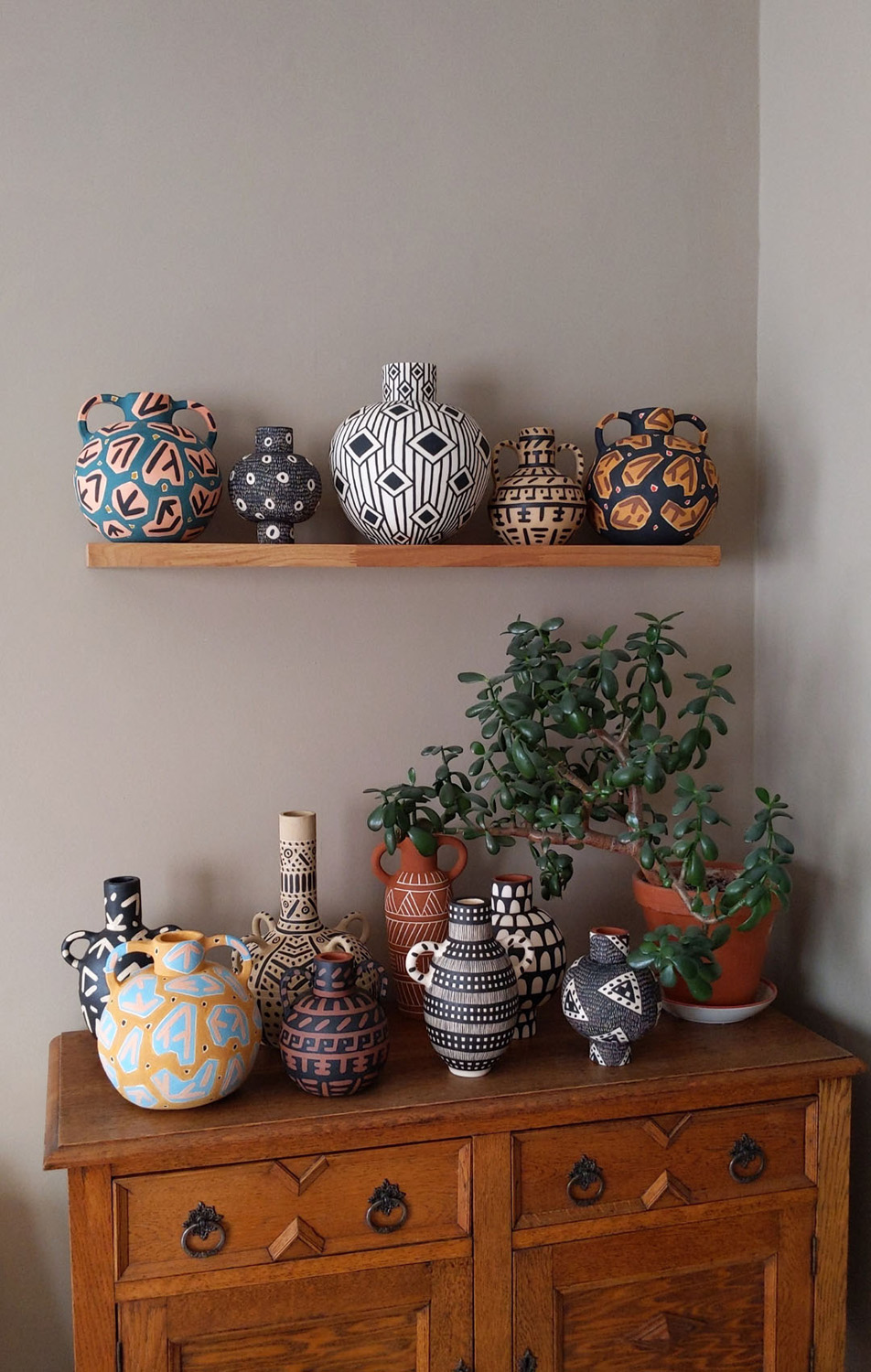 Cabinet with vases by Lydia Hardwick - artisinal ceramicist in London