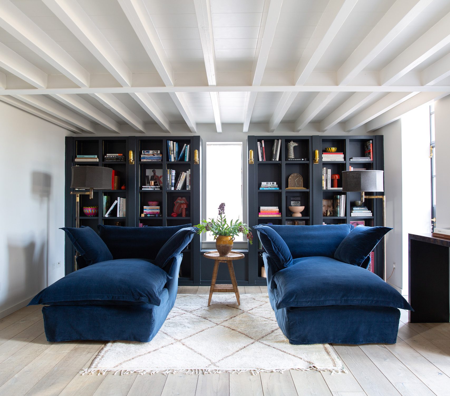 Navy sofas by Maker & Son