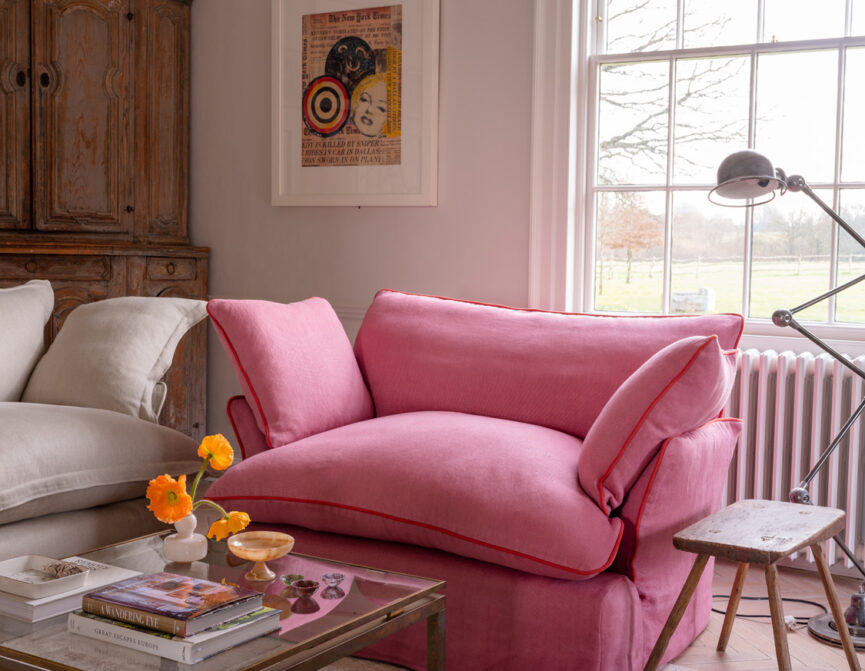 Pink sofa by Maker & Son - luxury furniture designers in London