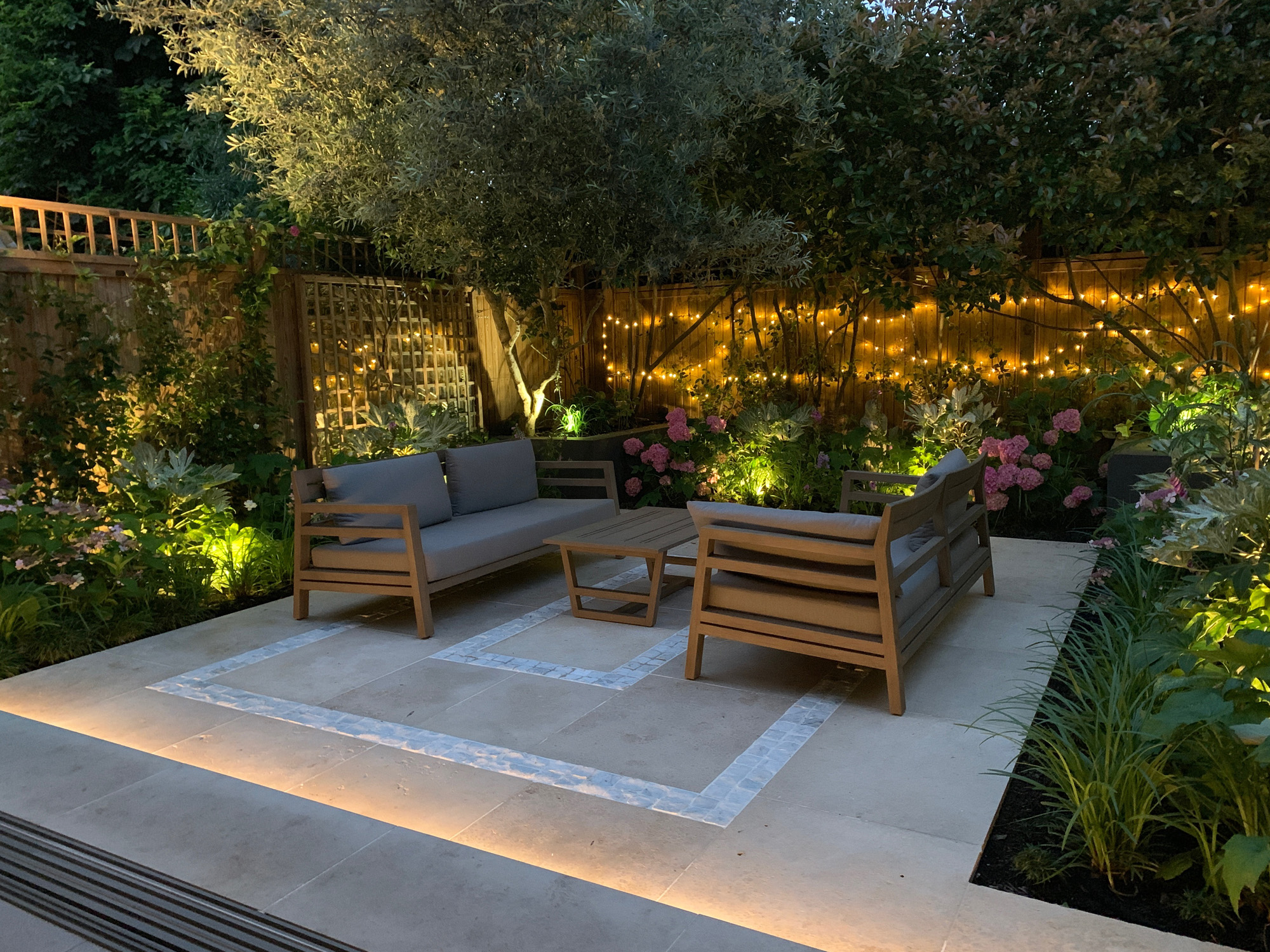 Seating area by Mark Wallinger - luxury and contemporary landscape design in London