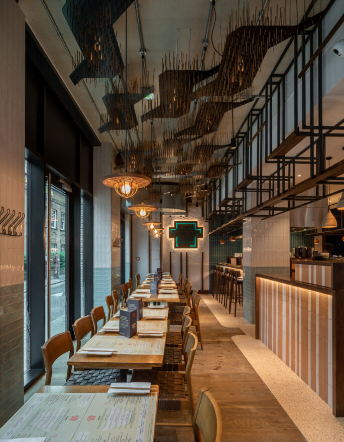 Moreno Massey architects industrial dining room and lighting