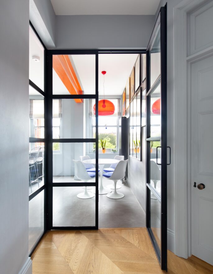 For Rent: Neville Court St John's Wood NW8 Crittall doors in hallway