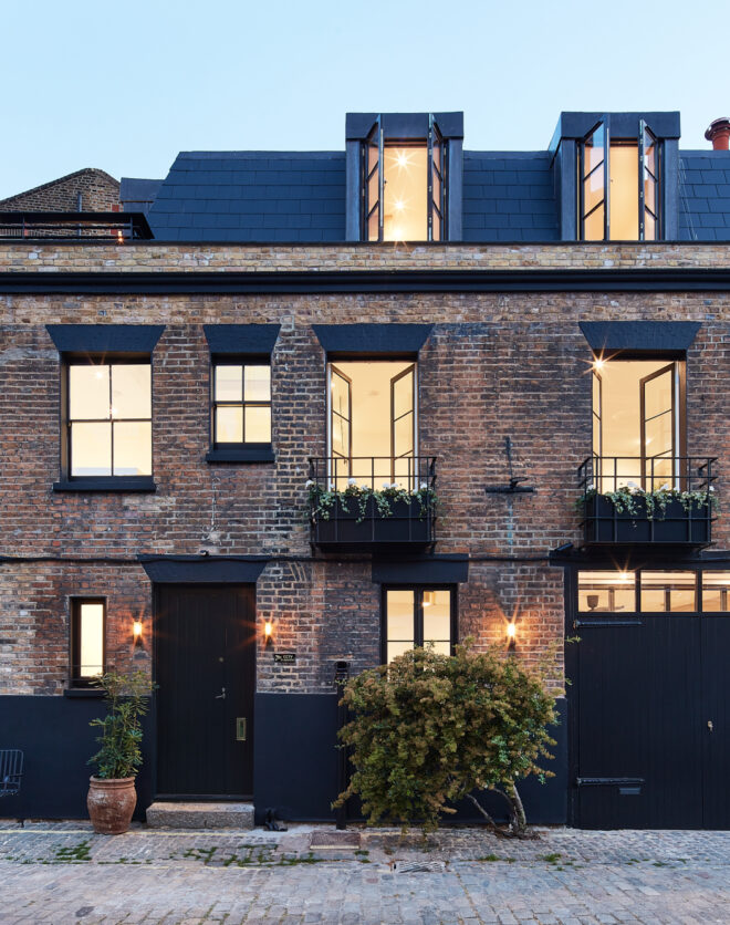 Traditional exterior of a Notting Hill mews home for rent
