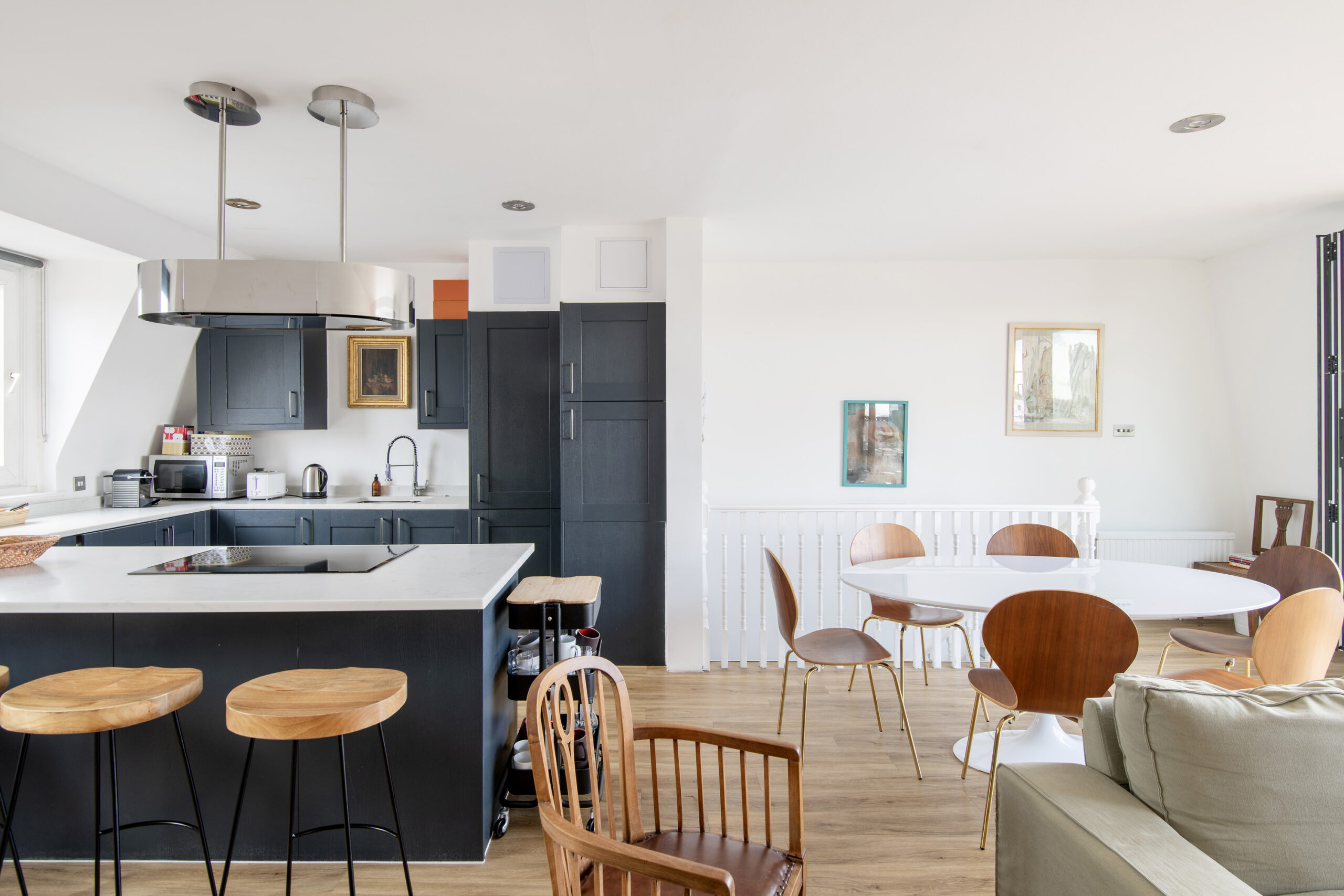 Luxurious open-plan interiors of a three-bedroom duplex for sale in Notting Hill t