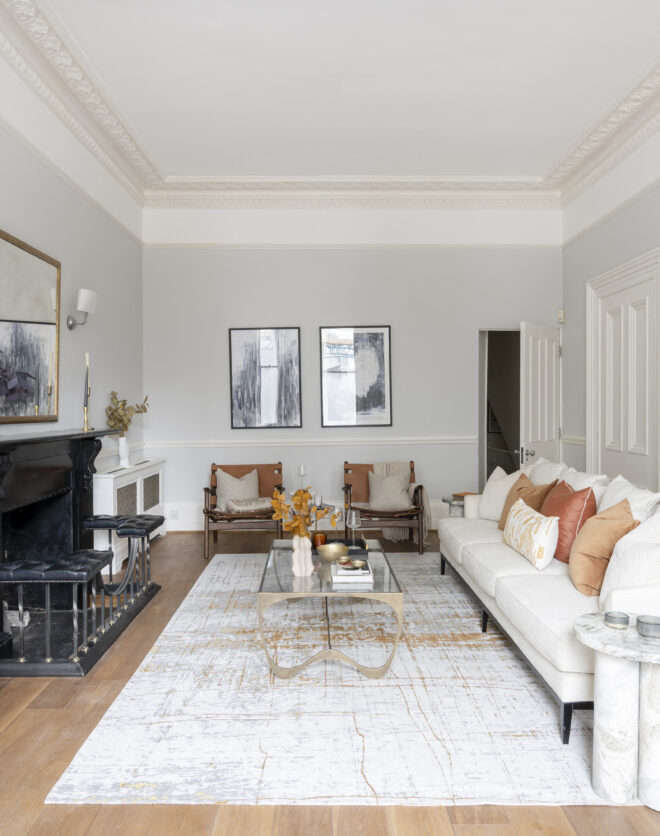 Sophisticated living room of a luxury Notting Hill home for sale