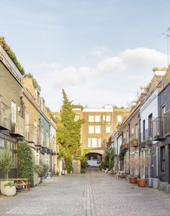St Lukes Mews in Notting Hill on a summer day