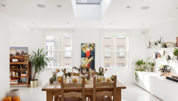 For Sale: St Luke's Mews Notting Hill W11 whitewashed reception room with skylight