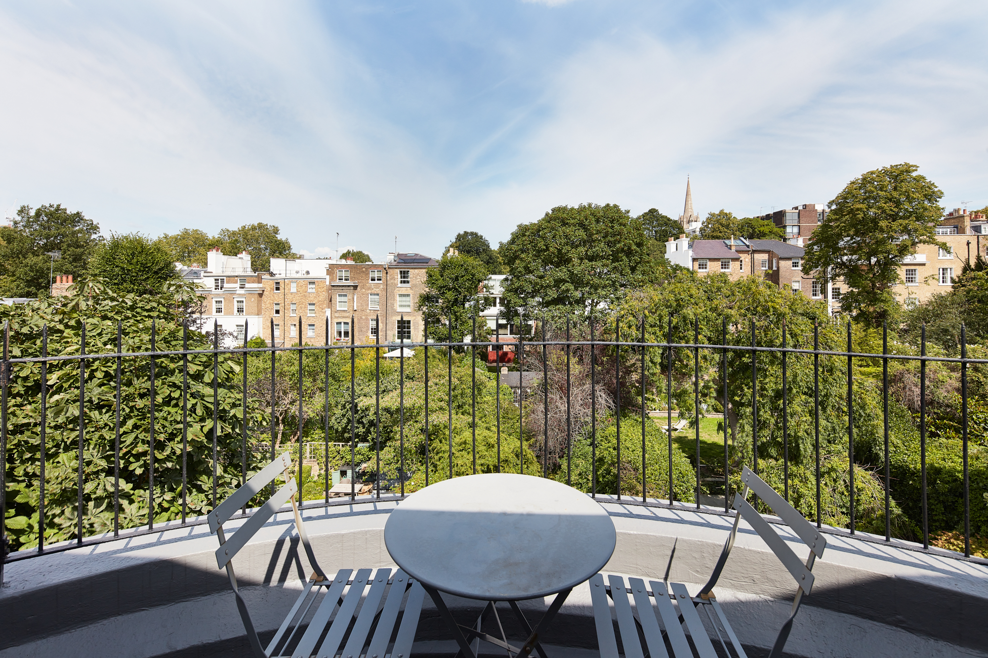 Bright balcony space of a luxury townhouse for sale on Ladbroke Road