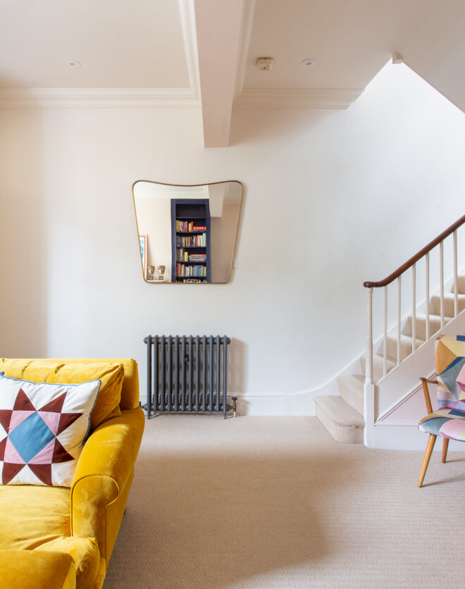 Luxurious bright reception room of a charming cottage style house for sale on Portobello Road