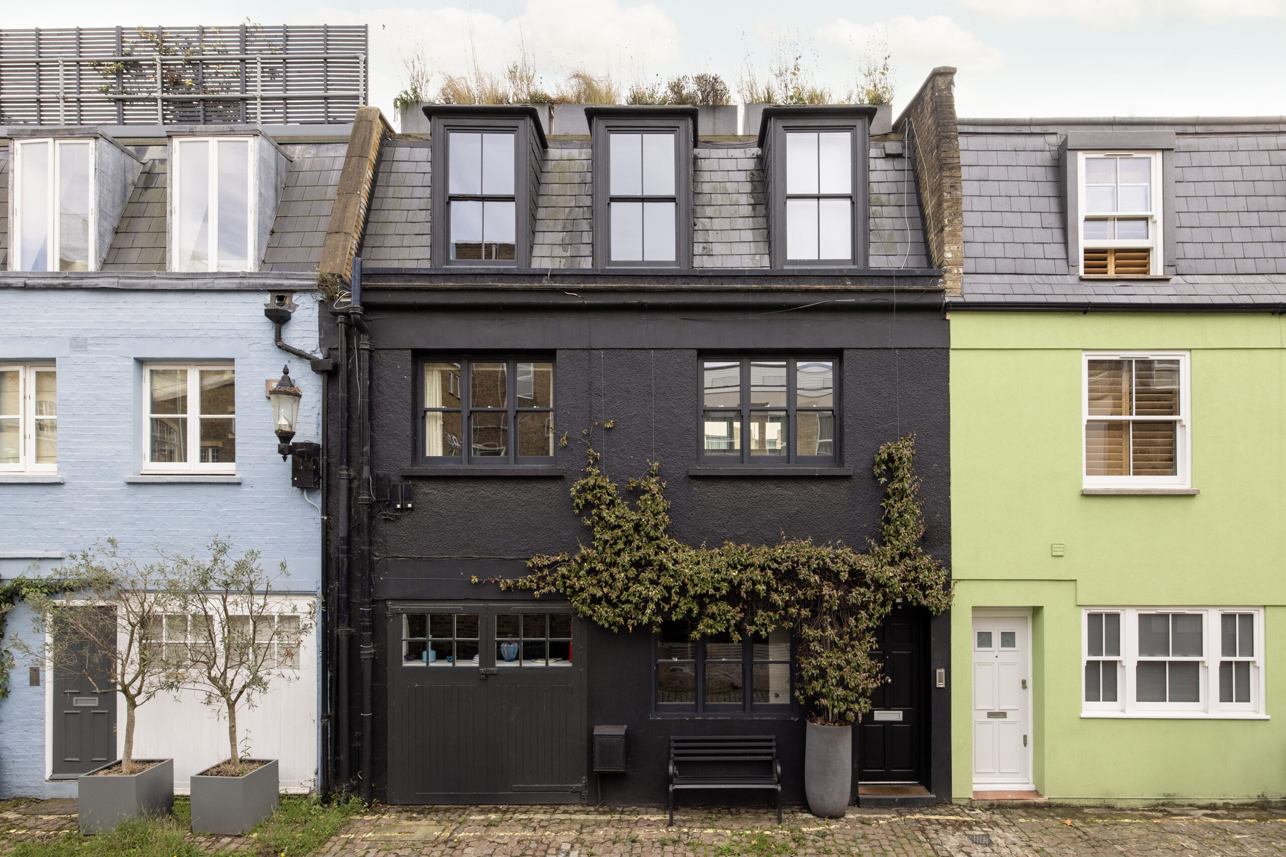 Sophisticated exterior of a traditional two-bedroom mews home for sale in Notting Hill