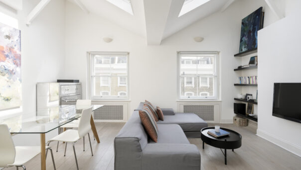 Spacious living room of a top floor Notting Hill apartment