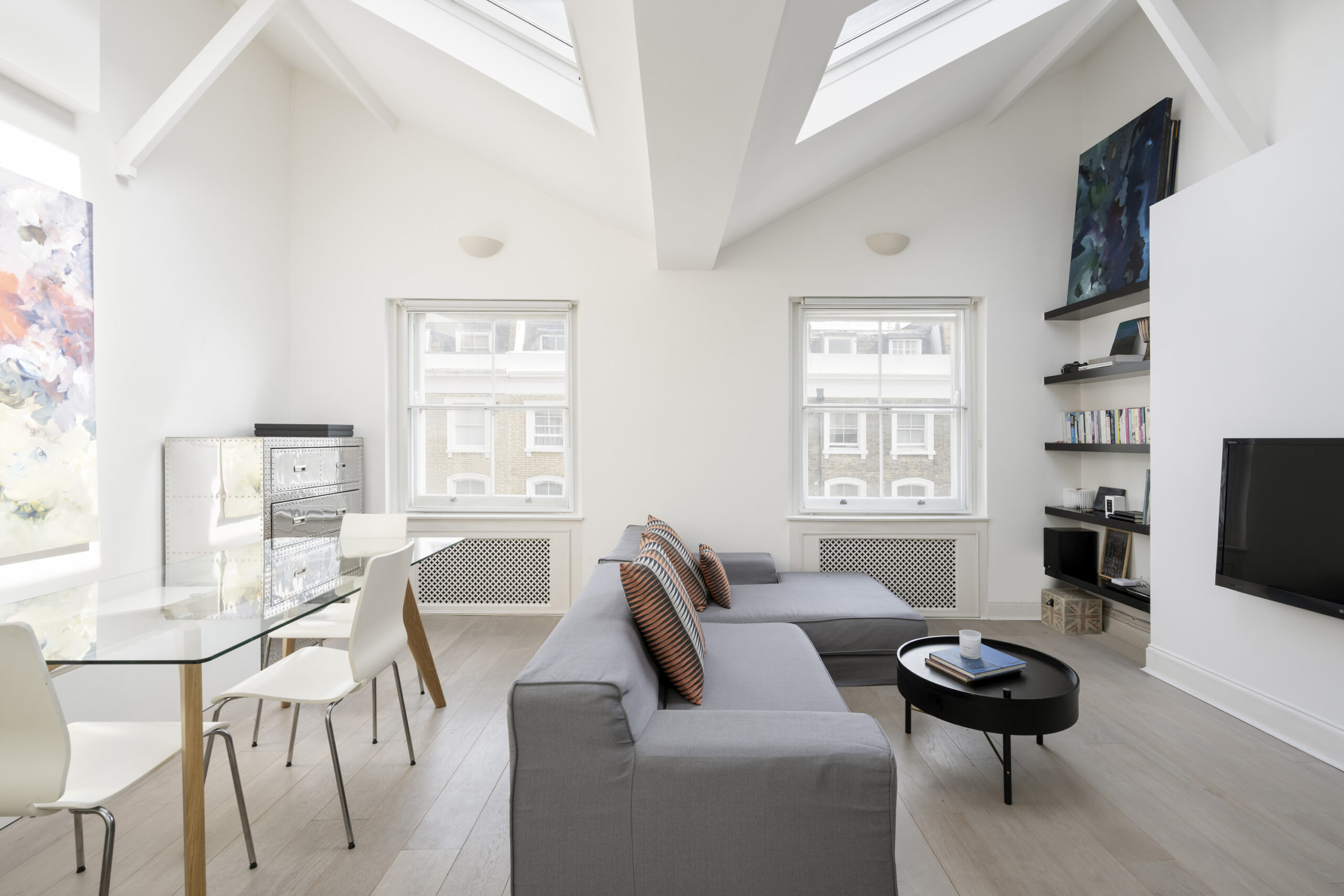 Spacious living room of a top floor Notting Hill apartment