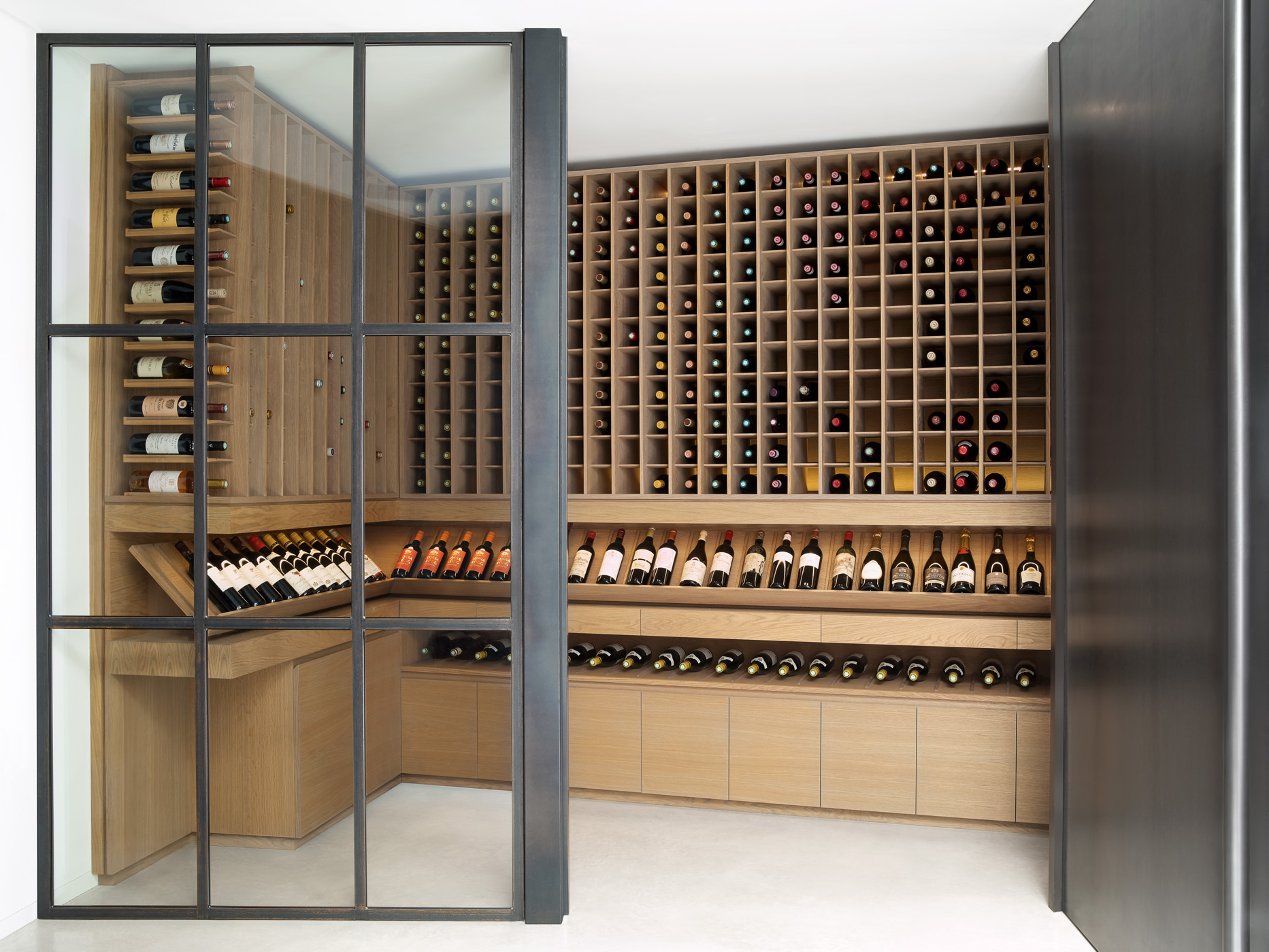 Wine cellar at Frank Hickman Notting Hill townhouse -luxury interior design in London